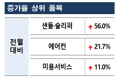 전달 대비 증가율 상위 품목. 한국소비자원 제공